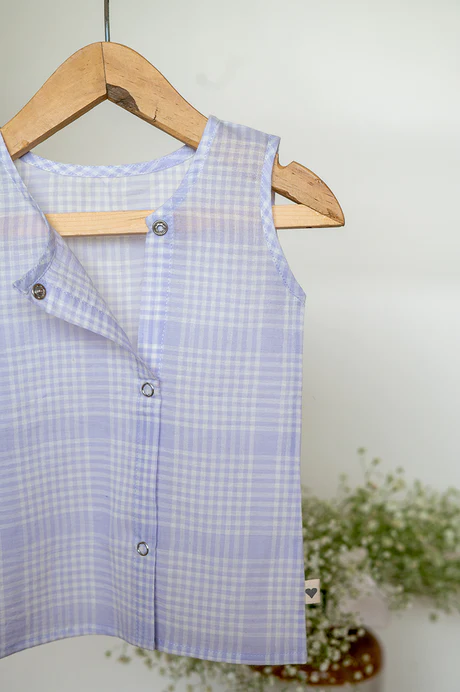 Happy camper unisex jhabla in lavender handwoven cotton checks