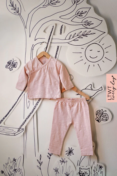 Everyday unisex baby kimono top and leggings set in rose pink for girls &amp; boys