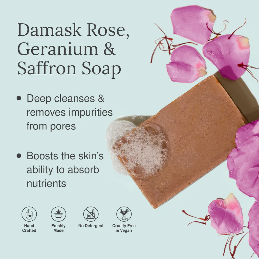 Damask Rose, Geranium And Saffron Soap